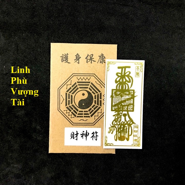 Linh Phù Vượng Tài, Dùng linh phù để dán điện thoại, laptop, xe máy, xe hơi, bàn thờ ông địa hay vị trí làm việc, gối đầu giường, kích thước 4.5x3cm, màu vàng - TMT Collection - SP005352