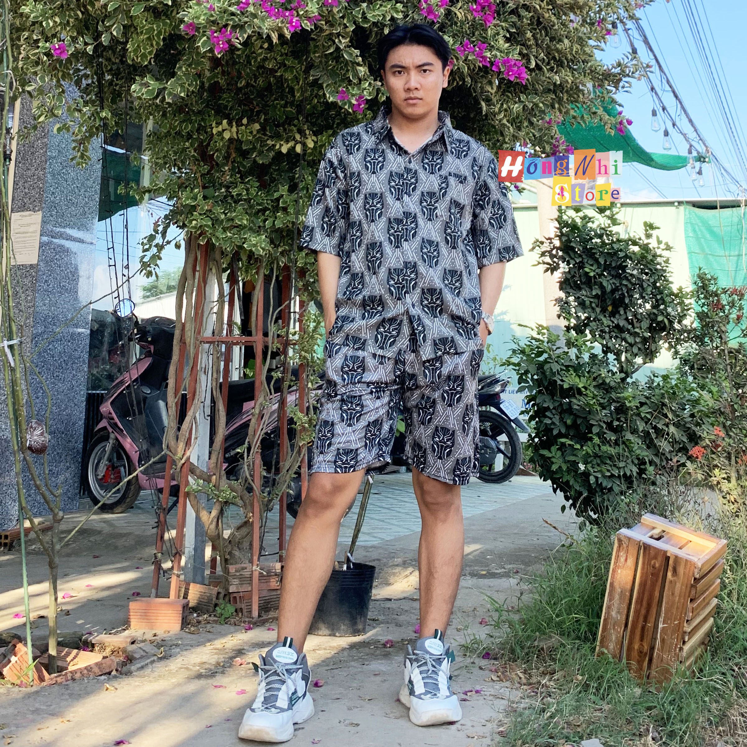 Quần Short Cartoon Unisex, Quần Đùi Hoạt Hình Loang Màu Phiên Bản Mới - MM