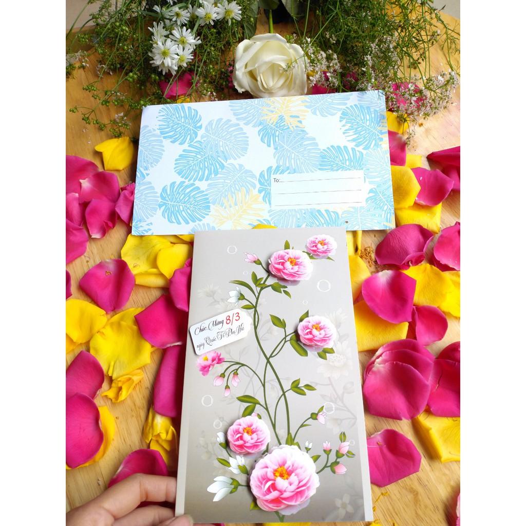 Thiệp chúc mừng Ngày Quốc Tế Phụ Nữ 8/3 Loại 3D TO ĐẸP KT: 13 x 22Cm