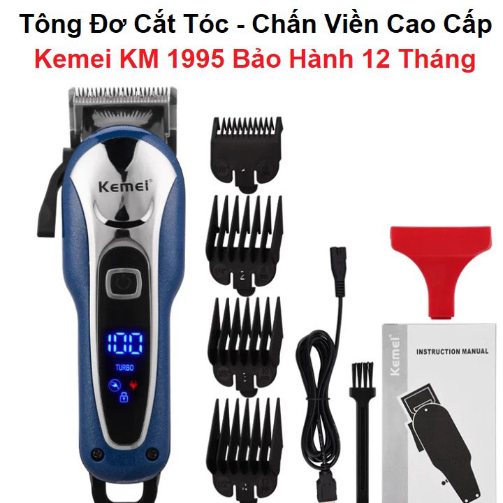 Tông Đơ Cắt Tóc Không Dây Chuyên Nghiệp Kemei KM-1995, máy cắt tóc, cho thợ chuyên nghiệp, gia đình - Hàng Chính Hãng