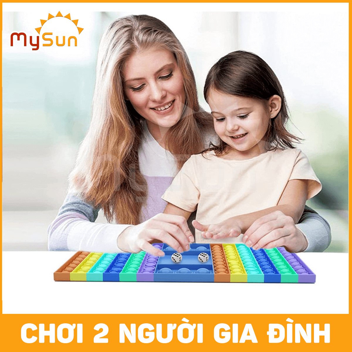 Pop it đồ chơi bàn cờ 2 người chơi to khổng lồ 30 cm kèm xúc xắc giảm căng thẳng cho bé MySun