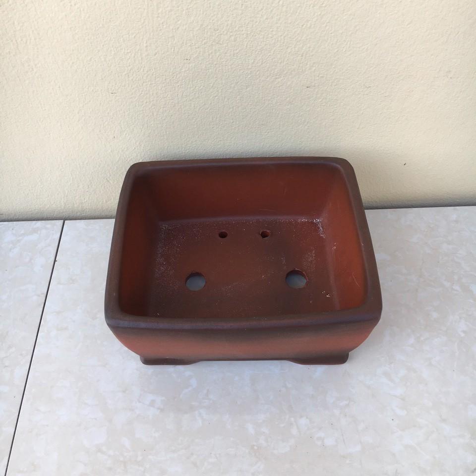 Chậu bonsai Chữ nhật mini đất nung gốm Bát tràng 1 size BM-38