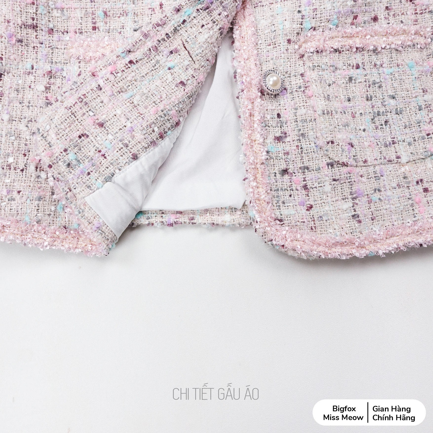 Áo dạ tweed cho bé gái BIGFOX MISS MEOW size đại 2 lớp ấm áp kiểu Hàn sang chảnh nữ tính cỡ 6-11 tuổi 38kg 2009
