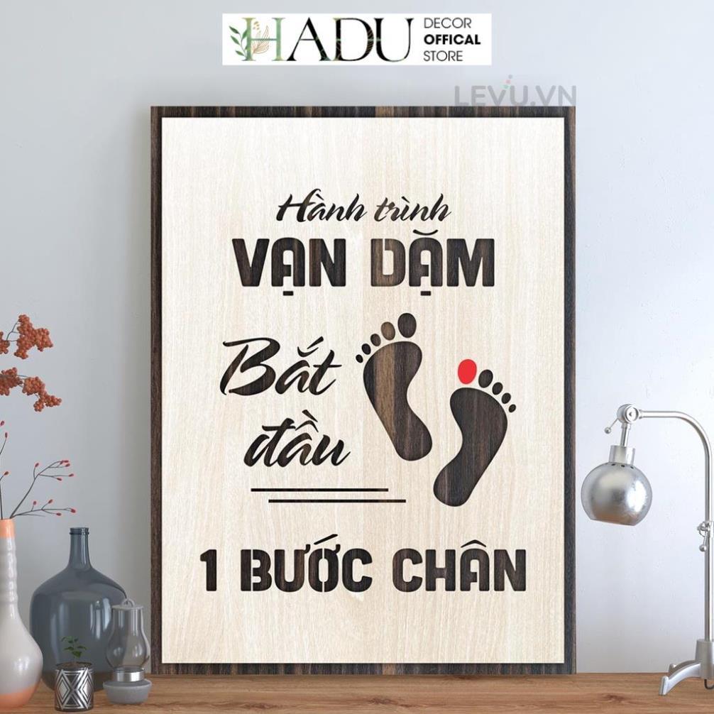 Tranh slogan gỗ treo tường tạo động lực khắc laser khẩu hiệu công ty doanh nghiệp 40x55cm - HaduDecor