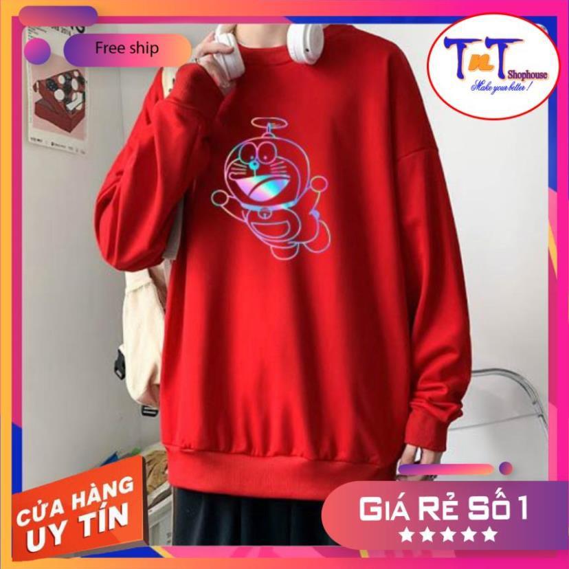 AS18 Áo Sweater Unisex ️/Áo nỉ Ulzzang phản quang unisex dài tay nam nữ - Doremon Chong Chóng