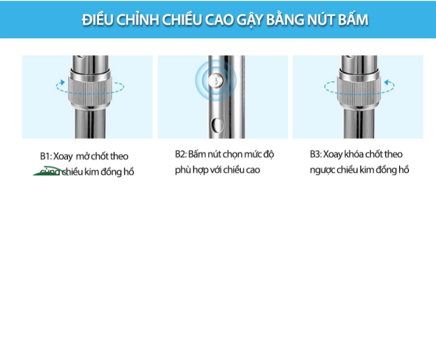 Gậy Chống 3 Chân Cao Tập Đi Lucass B962, Giúp Chống Trơn Trượt, Tạo Độ Vững Chắc, Hỗ Trợ Tối Đa Cho Việc Đi Lại, Chất Liệu Thép Mạ Crom, Nhập Đức, Hàng Chính Hãng