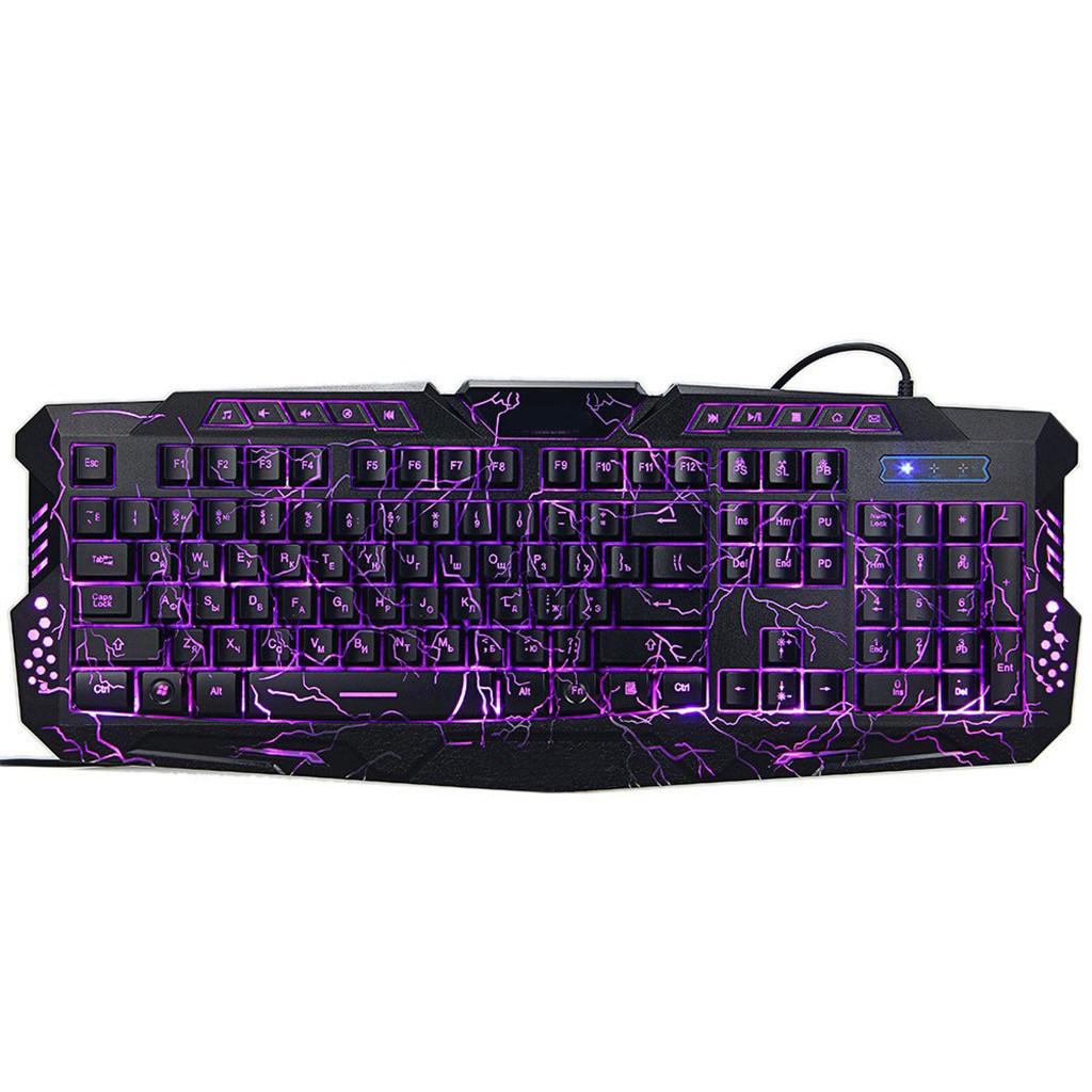 Gaming Keyboard, Backlit USB Wired Standard With 3 Ajustable Colors for Windows PC Gamer Desktop Computer