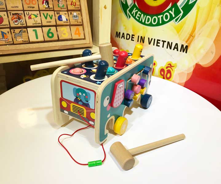 Xe kéo đập chuột đa năng kết hợp 4 trong 1 bằng gỗ cho bé