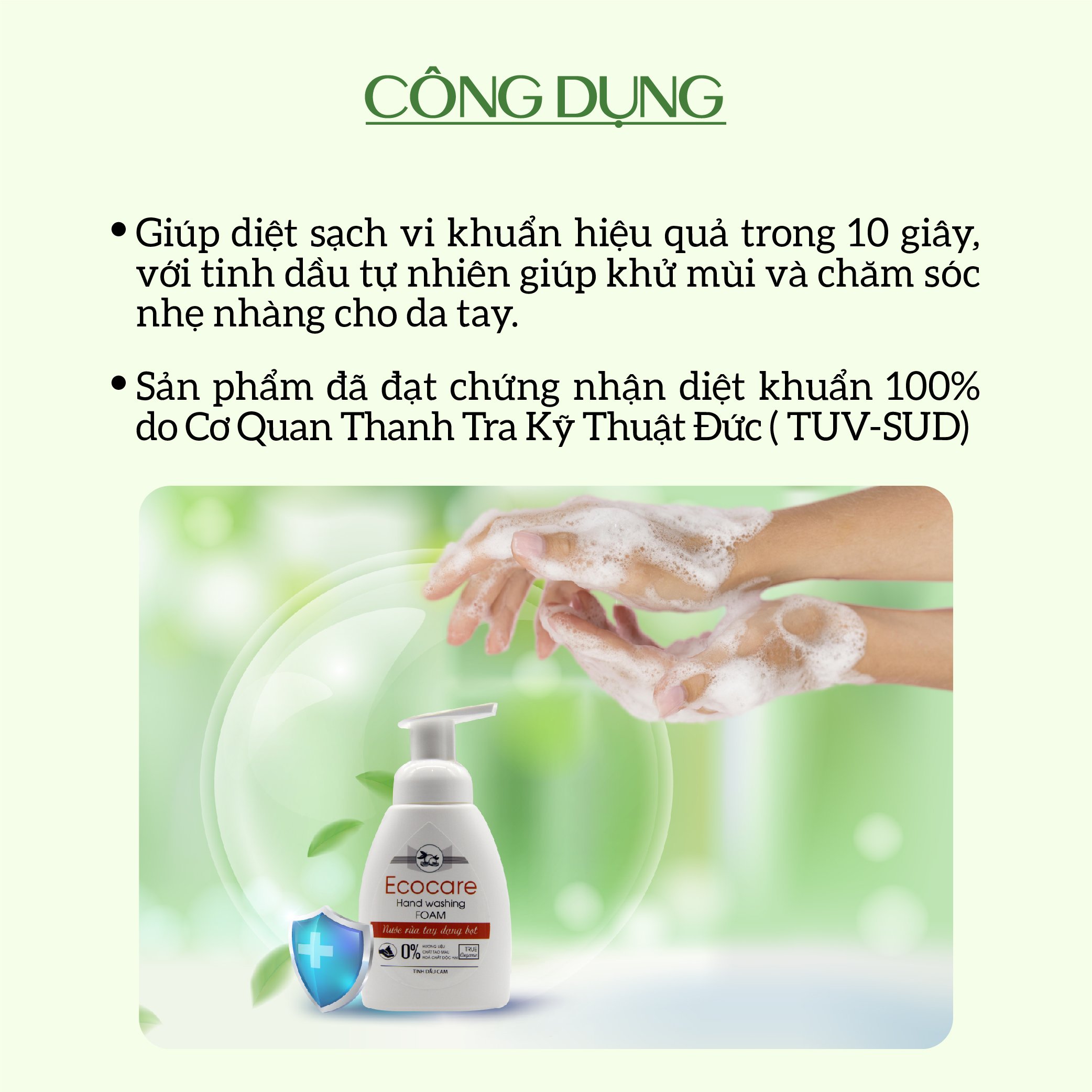 Nước rửa tay hữu cơ diệt khuẩn dạng bọt hương Cam 4000ml thương hiệu Ecocare