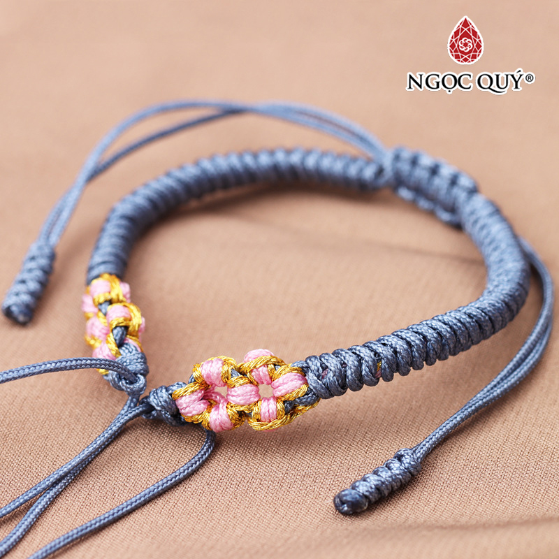 Vòng tay thắt dây vải họa tiết hoa - Ngọc Quý Gemstones