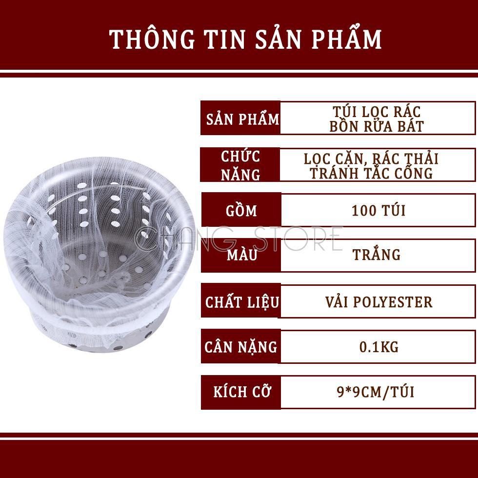 Bịch 100 túi lọc rác bồn rửa chén co giãn tốt, phủ kín, phù hợp với nhiều loại bồn