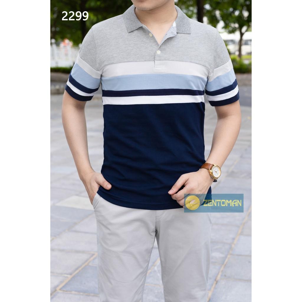 ZENTOMAN - Áo polo kẻ chất Supima vân chéo thanh lịch, cao cấp, mềm mịn hè 2021