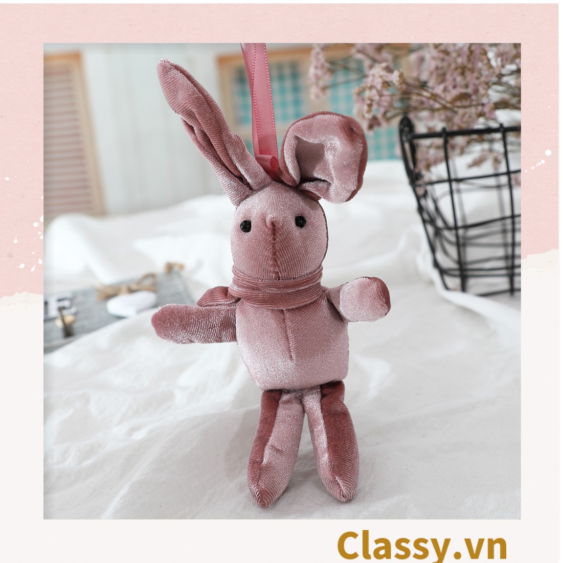 Đồ chơi thú nhồi bông, móc khóa vải hình thỏ con độc đáo dễ thương T1336
