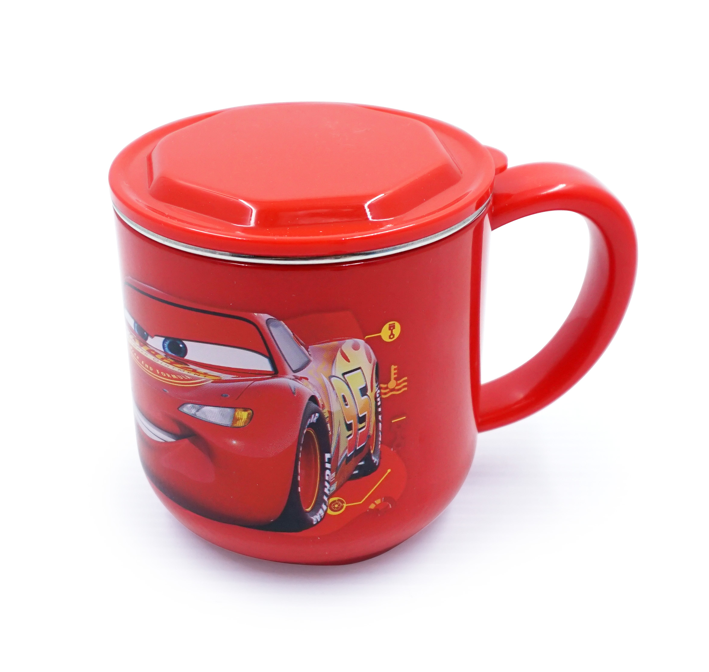 Ly cốc giữ nhiệt Disney in hình xe đua Car Mcqueen có nắp và quai cầm cho bé - 260ml