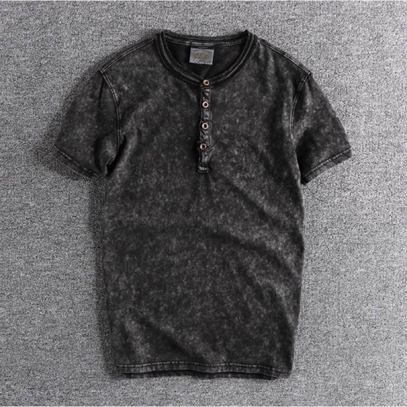 Áo thun wash cổ lãnh tụ phong cách cổ điển