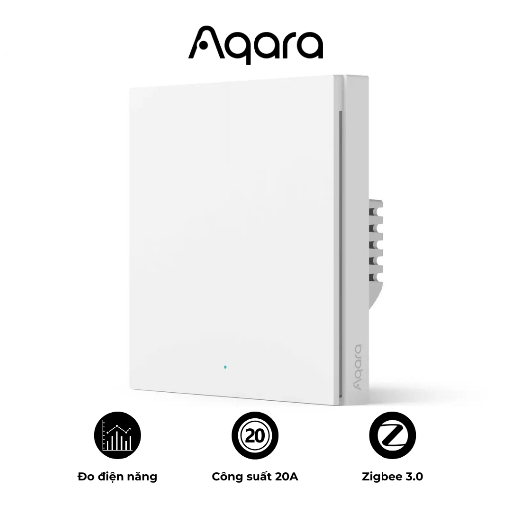 Công tắc bình nóng lạnh Aqara H1 20A WS-K01D - Phiên bản Quốc Tế 1 Nút bấm, Công suất cao cho máy nước nóng, Tương thích HomeKit