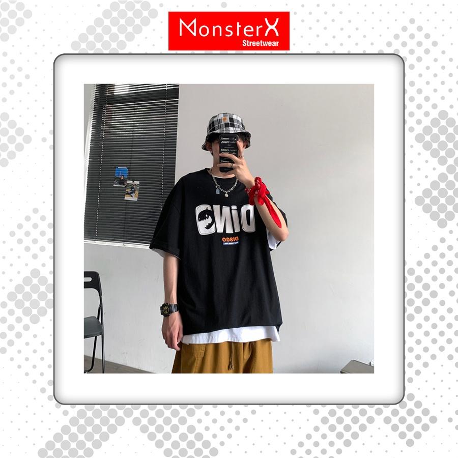 Áo thun unisex MonsterX DINO phông tay lỡ nam nữ form rộng Oversize 3 màu