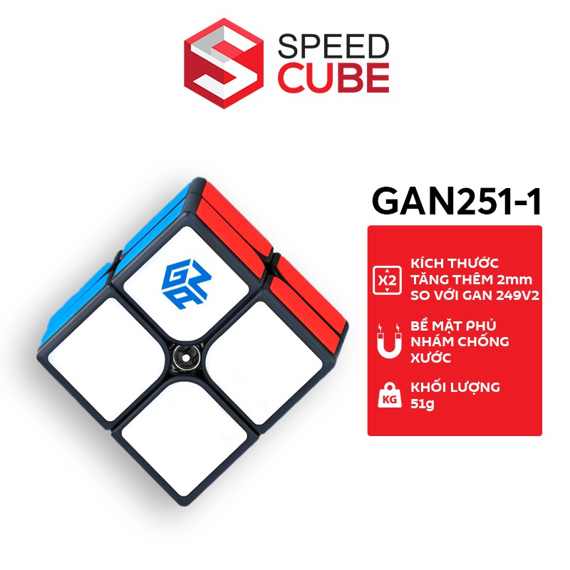 Đồ chơi ảo thuật: Rubik 2x2 Gan 251 M Viền Đen/Stickerless