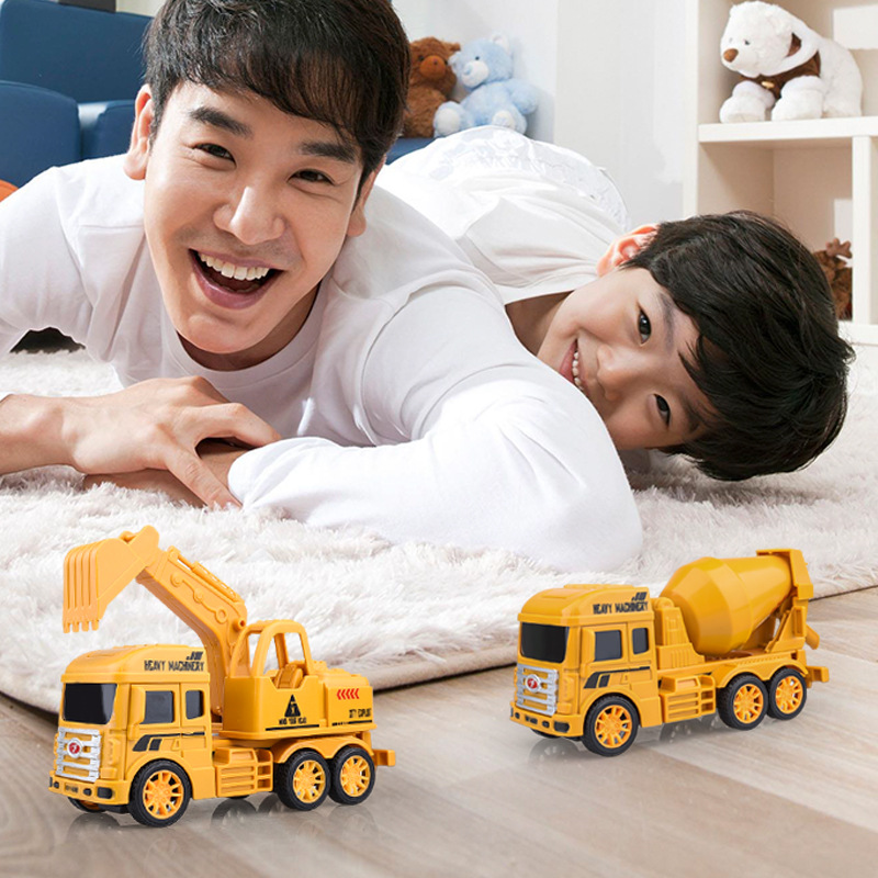 Bộ 6 Chiếc Xe Công Trình_ Bánh Đà _ Màu Vàng Cho Bé