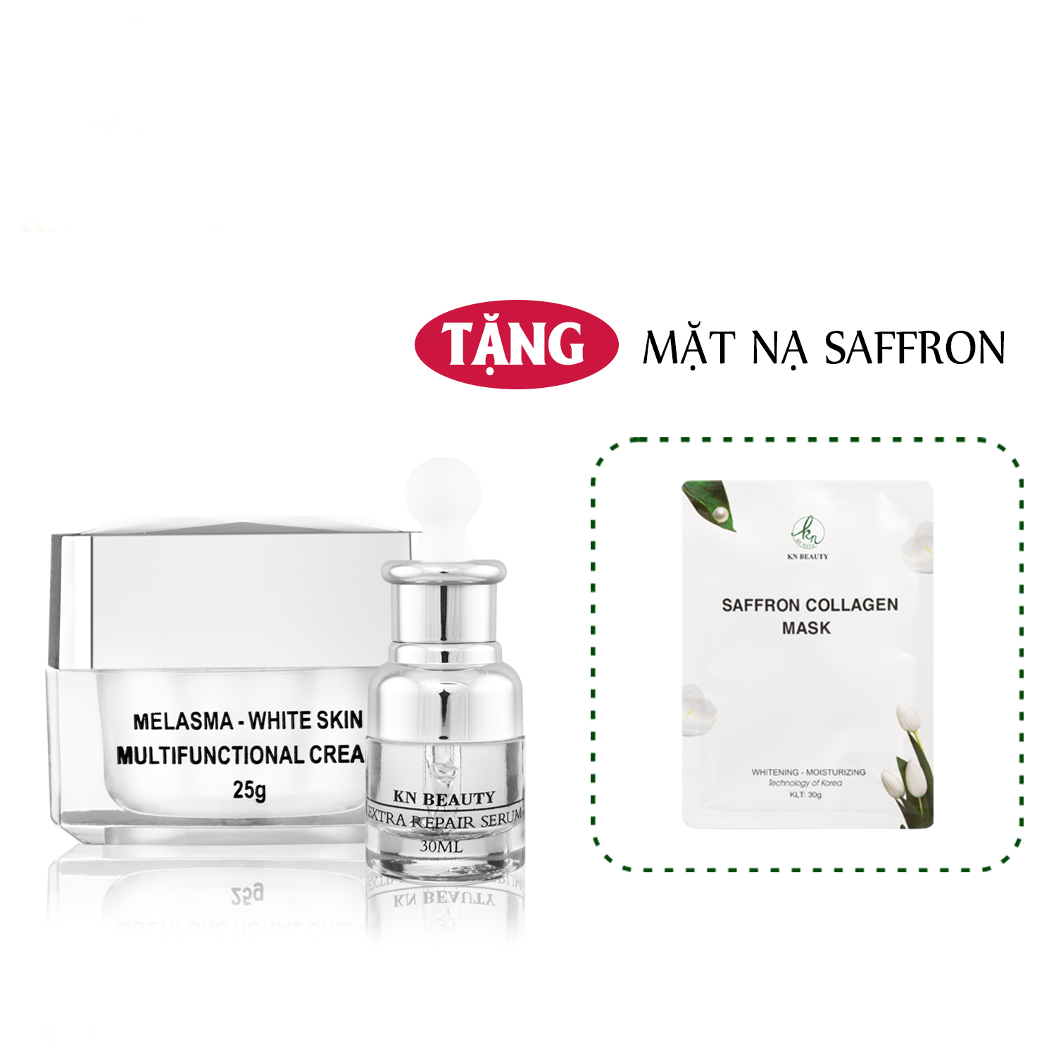 Bộ 2 sản phẩm Trắng Da Ngừa Nám KN Beauty chuyên sâu: Kem dưỡng 25g + Serum 30ml (Quà Tặng Mặt Nạ)