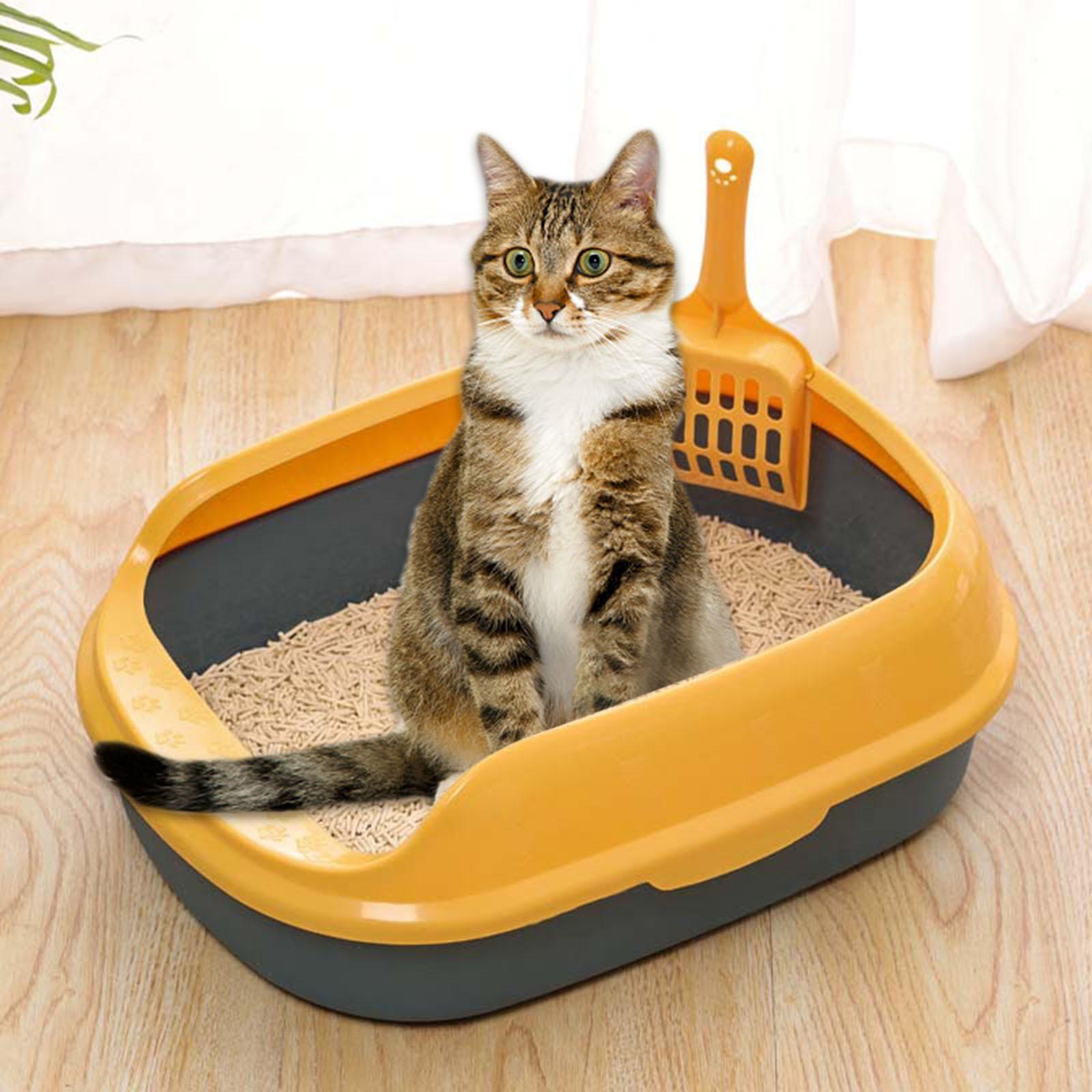 Cat Litter Box Pet Litter Tray Kitten Pan Toilet Shovel Bedpan Blue