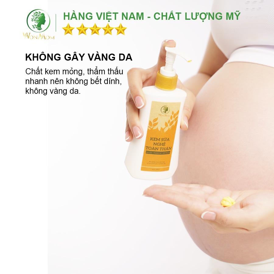 Kem Sữa Nghệ Dưỡng Trắng Hồng Tự Nhiên, Mịn Màng Da Toàn Thân Wonmom 180g