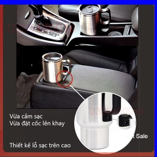 Cốc Đun Nước Trên Xe Ô TÔ Chất Liệu Thép Chống Gỉ 304 cao cấp, Chống Xóc Va Đập, Cốc Đựng Nước Có Nắp Gioăng Cao Su Kín.