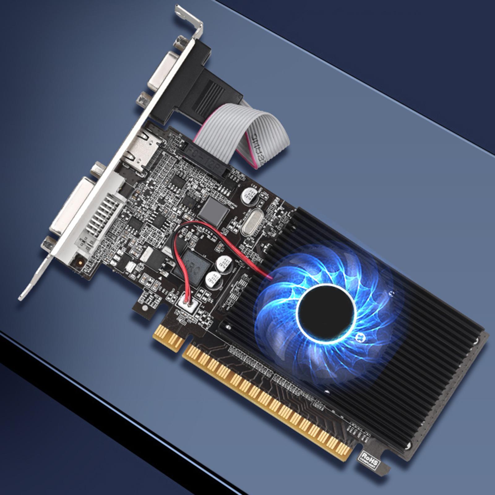 GT210 1G Graphics Card, Video Card Gddr3 Small Fan Plug and Play Heat Dissipation Computer Accessories Computer Graphics Card for PC Working