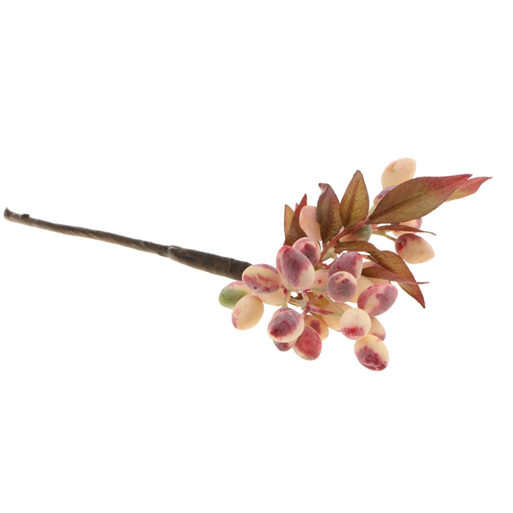 2X Artificial Plant Flower Olive Fruit Berries Bouquet Home Decor White Pink