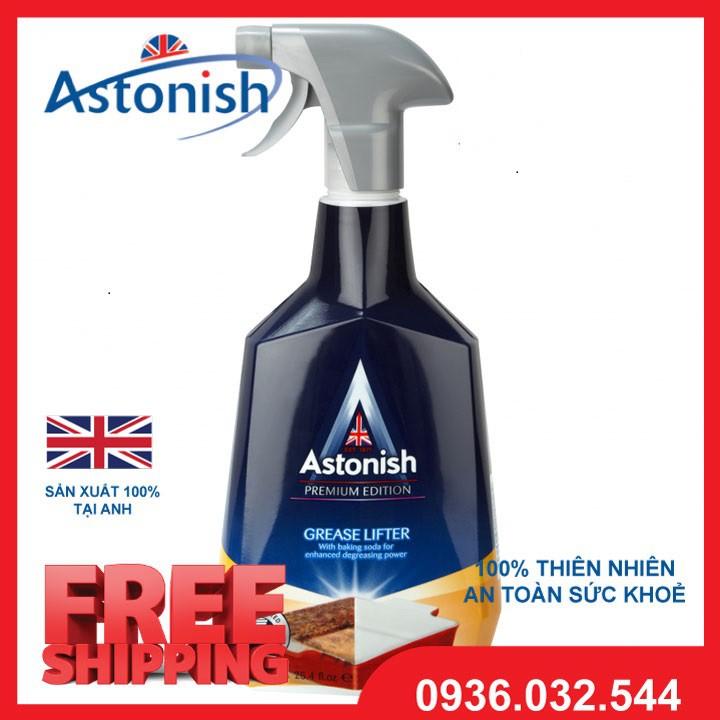 Nước tẩy dầu mỡ Astonish tẩy lưới lọc máy hút mùi, mặt bếp ga, bếp từ, tường gạch ốp - Chai 750ml