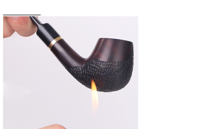 Tẩu thuốc gỗ Mun cao cấp ( không kèm theo đế trong hình) - hoa văn giao ngẫu nhiên