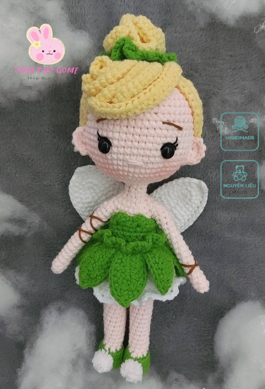 Búp bê nhồi bông, búp bê len móc handmade, Nàng tiên Tinker Bell , quà tặng cho bé