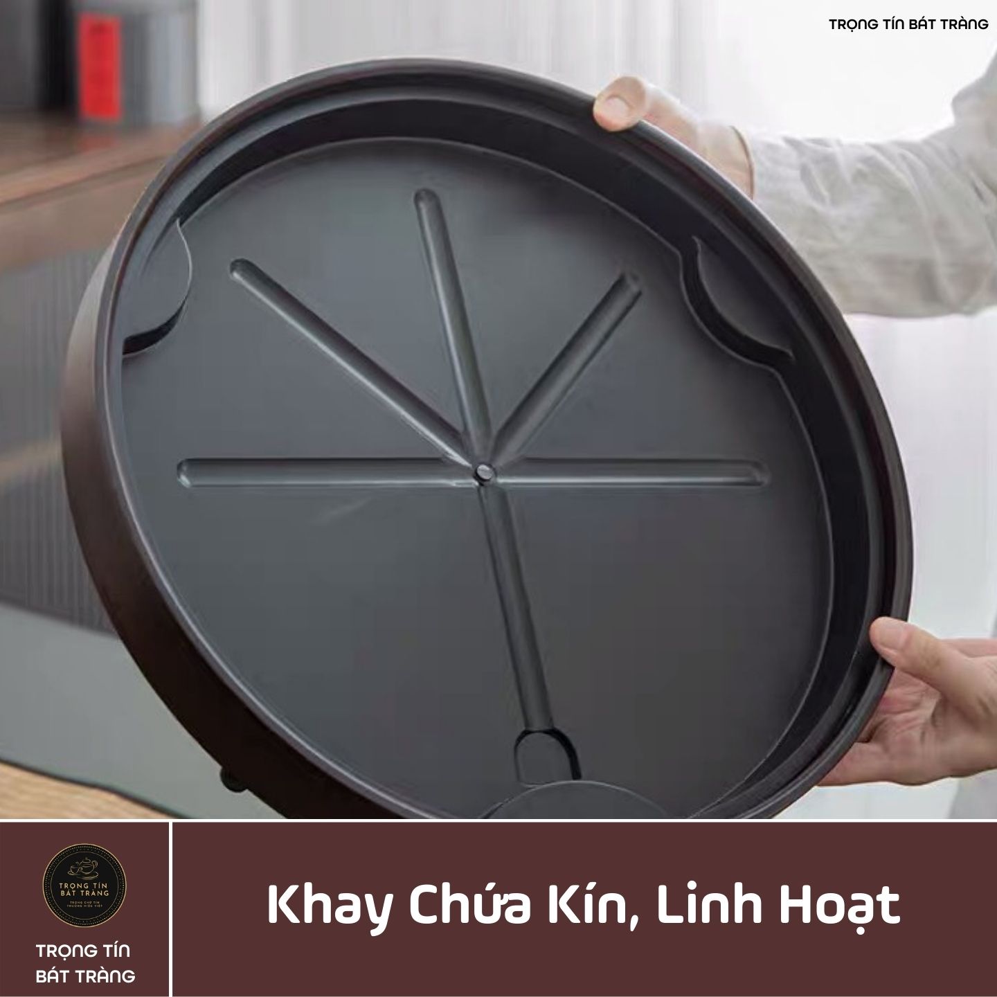 Khay Trà Tre Cao Cấp Hình Tròn 3 Kích Thước KT 65