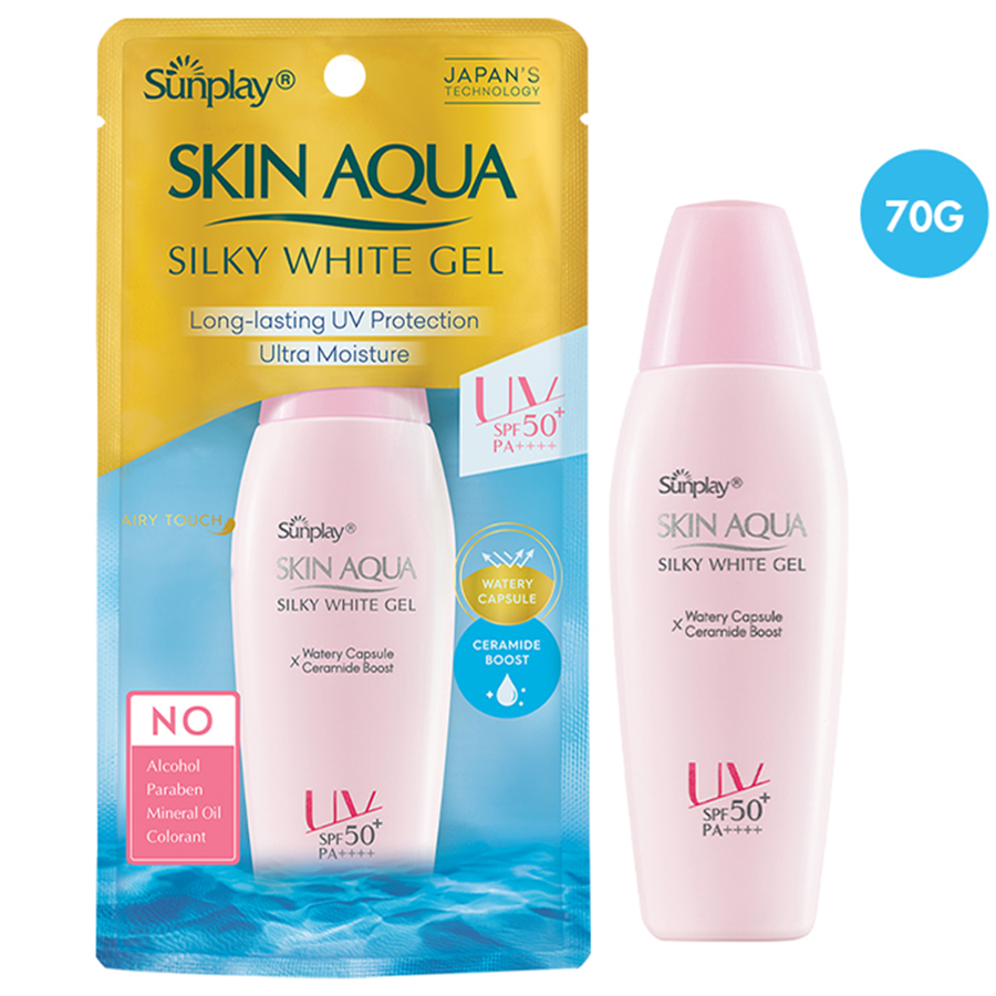 Gel Chống Nắng Dưỡng Da Trắng Mượt Sunplay Skin Aqua Silky White Gel SPF50, PA++++ (70g)