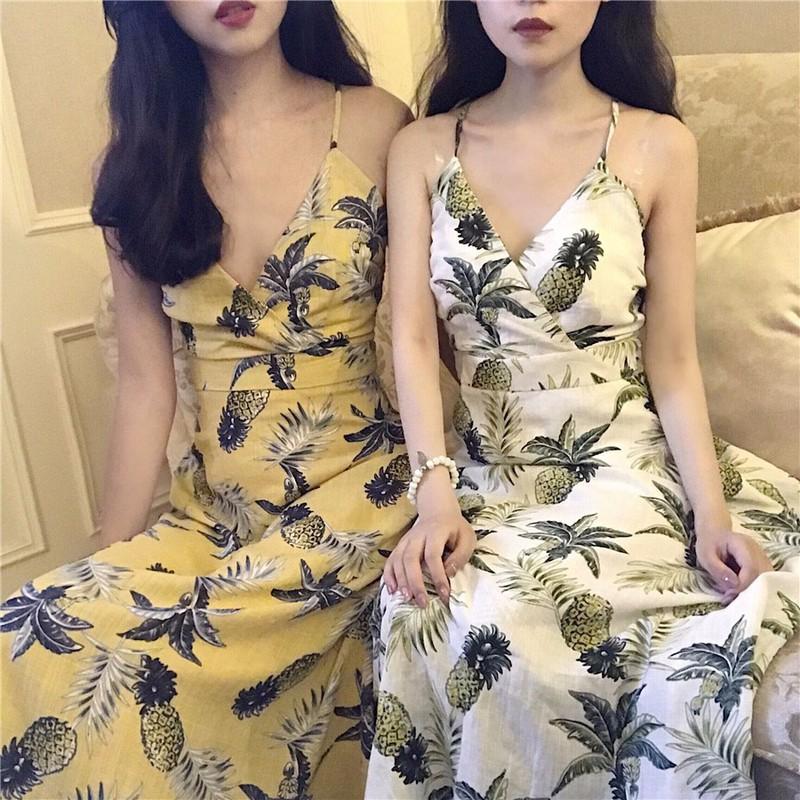 Đầm hoa quyến rũ-maxi-váy nữ-váy hoa