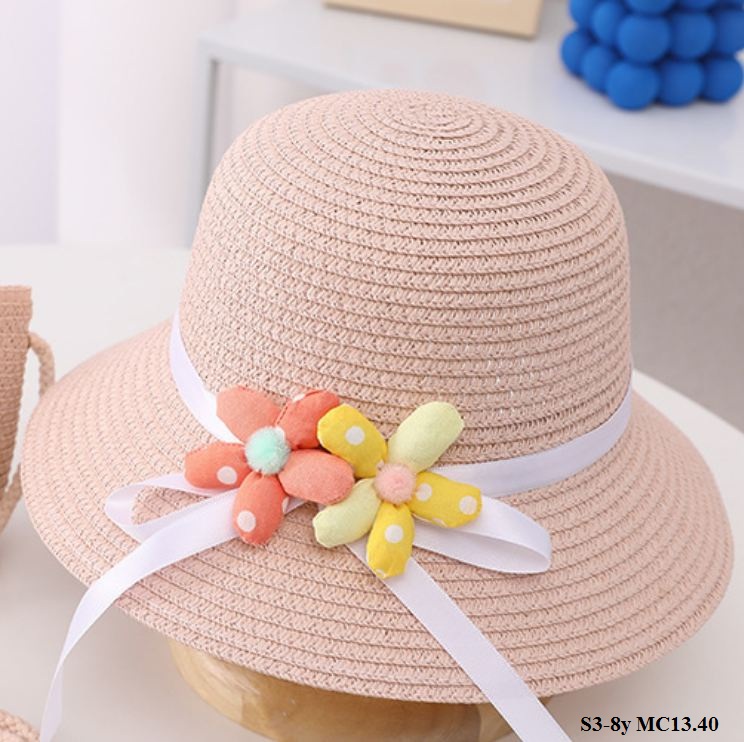 MC13 Mũ cói cho bé/ Mũ cói hình hoa cho bé S3-8y