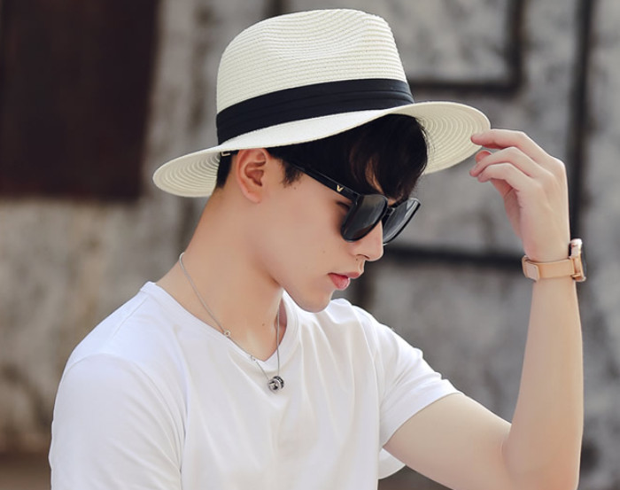 Mũ fedora nam thời trang, nón phớt cói vành rộng nam cao cấp