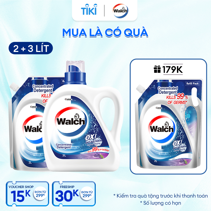 Nước giặt Walch đậm đặc siêu tiết kiệm, kháng khuẩn, khử mùi, tiêu diệt mạt bụi 99%, thích hợp cửa trên và cửa trước