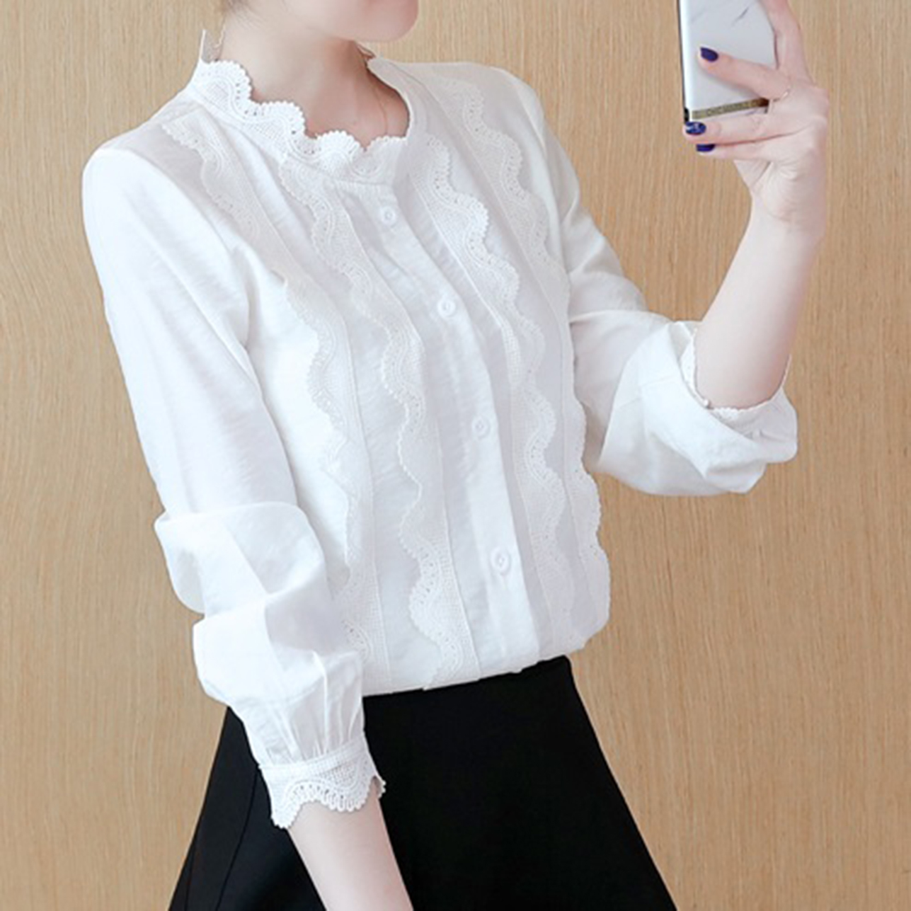 Áo Sơ Mi Nữ Áo Nữ Áo Kiểu Phối Ren Hành Chính  - N615