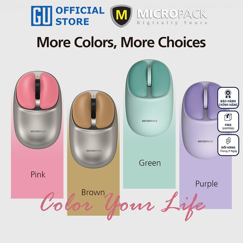 Chuột Không Dây MicroPack Lifestyle Dual Mode 2.4G + Bluetooth Wireless Mouse ML-202W Thiết Kế Độc Đáo Siêu Nhạy 4000CPI Hàng Chính Hãng