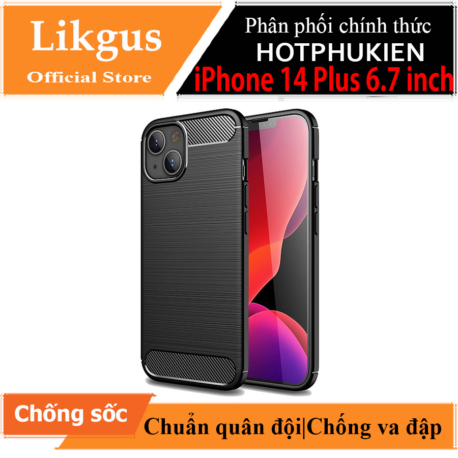 Ốp lưng chống sốc vân kim loại cho iPhone 14 Plus (6.7 inch) hiệu Likgus (chuẩn quân đội, chống va đập, chống vân tay) - Hàng nhập khẩu