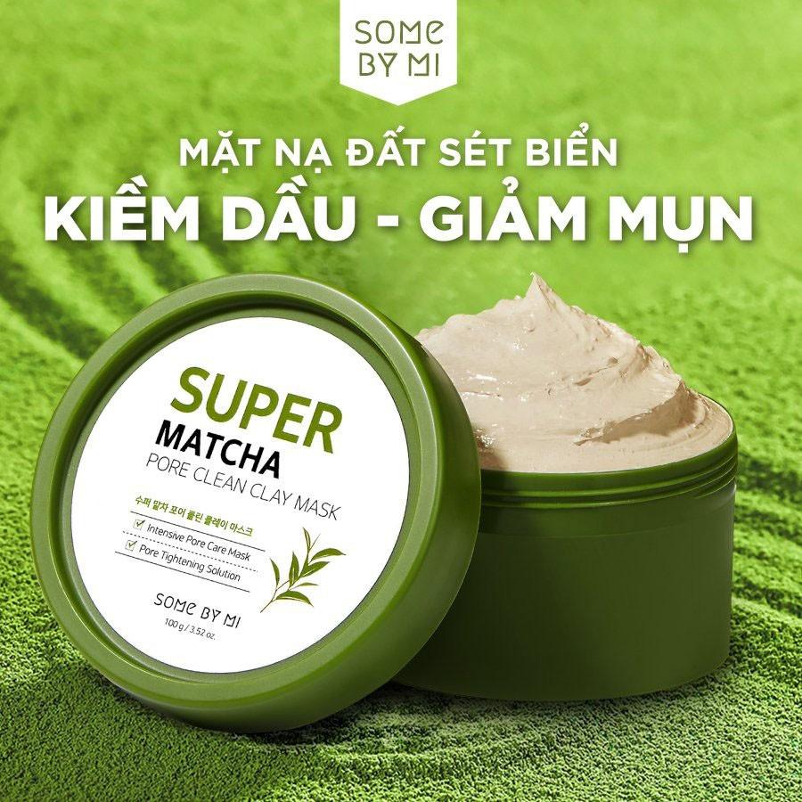 Mặt nạ đất sét giảm mụn đầu đen hiệu quả some by mi super matcha pore clean clay mask 100g