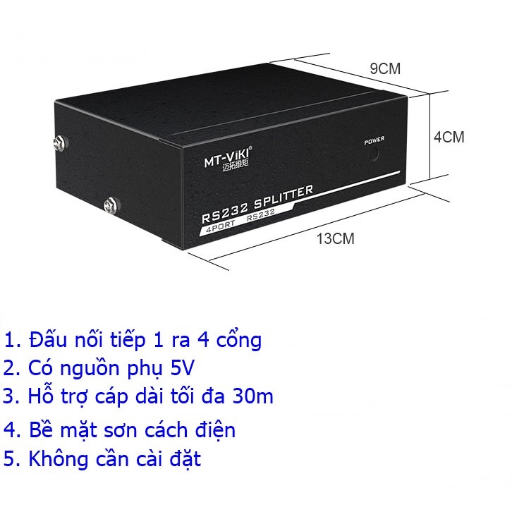 Bộ chia cổng RS232 chia 1 ra 4 cổng MT-VIKI MT-RS104 Hàng chính hãng