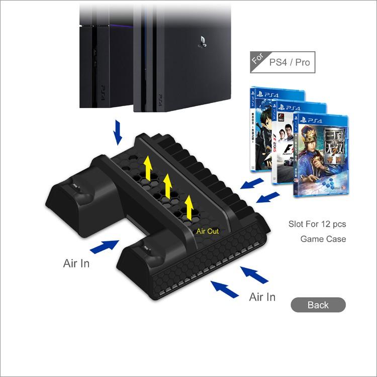 Quạt Tản Nhiệt Kèm Sạc - Khay Đĩa cho PS4 Slim Pro TP4-882 - Hàng Chính Hãng