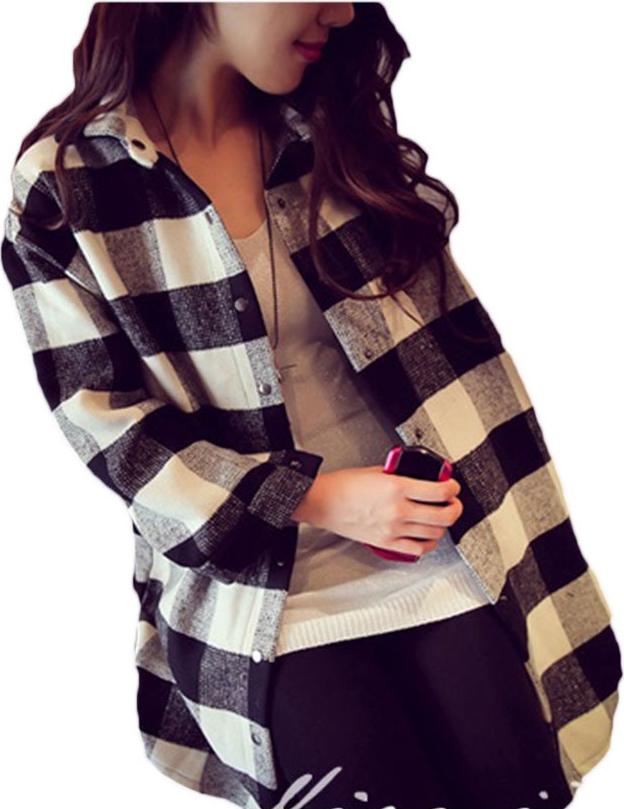 Áo cardigan nữ dáng dài kẻ caro mua thu