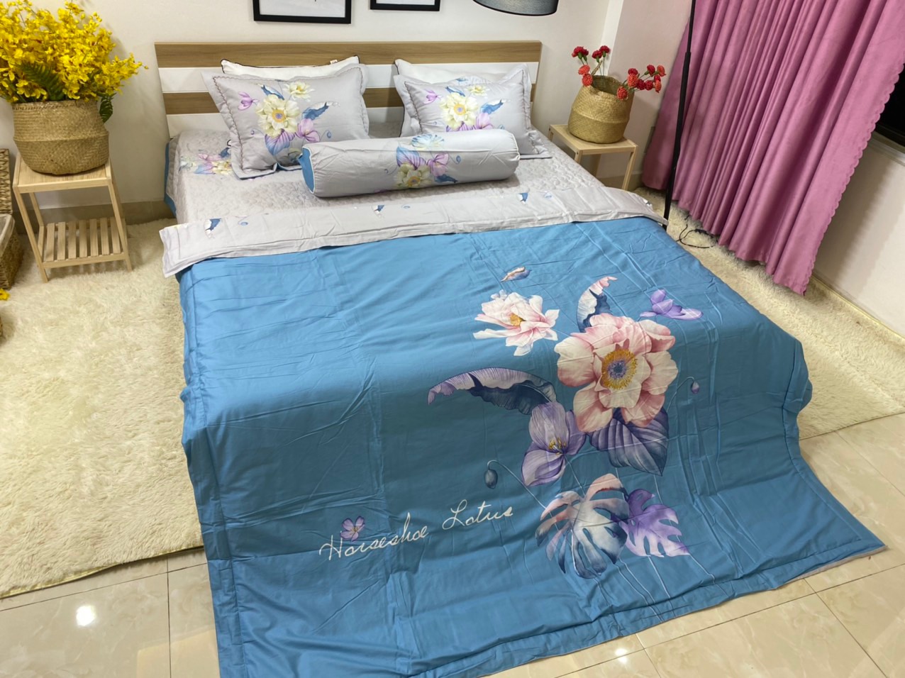 Bộ chăn ga gối Cotton siêu mát xịn sò