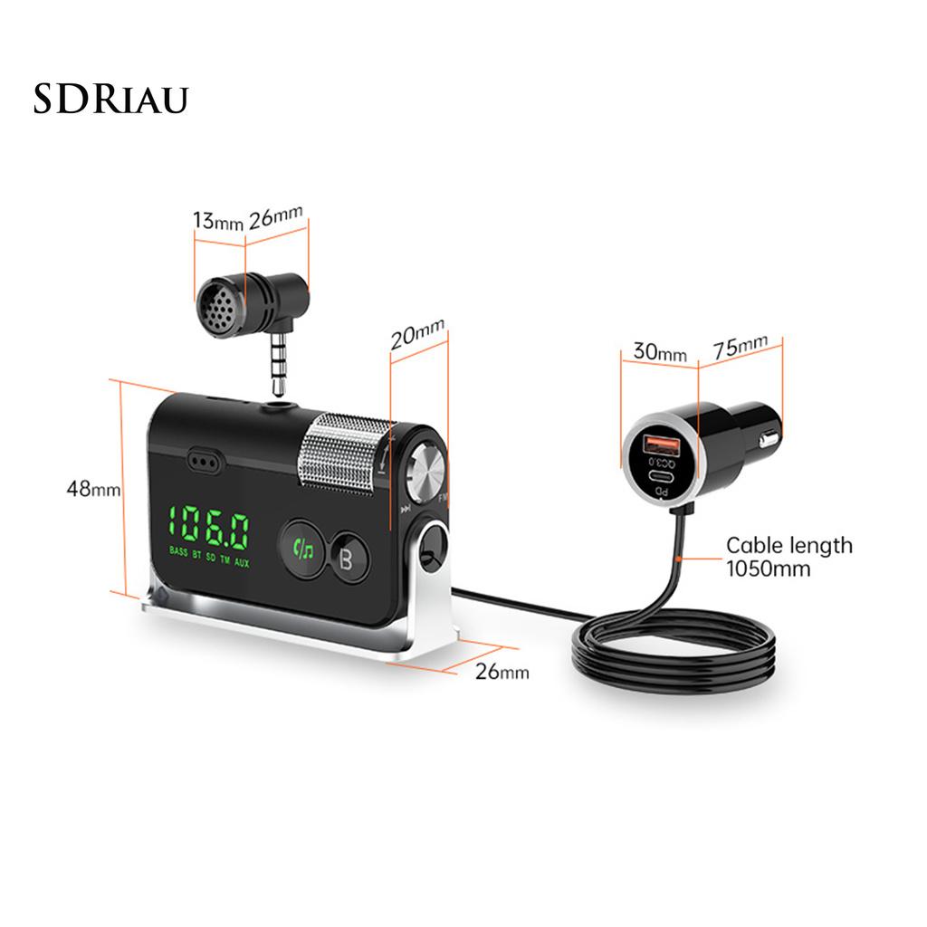 *QXDZ* BC73 12V/24V Noise Reduction Car QC 3.0 PD18W Fast Charging Bluetooth 5.0 FM Transmitter