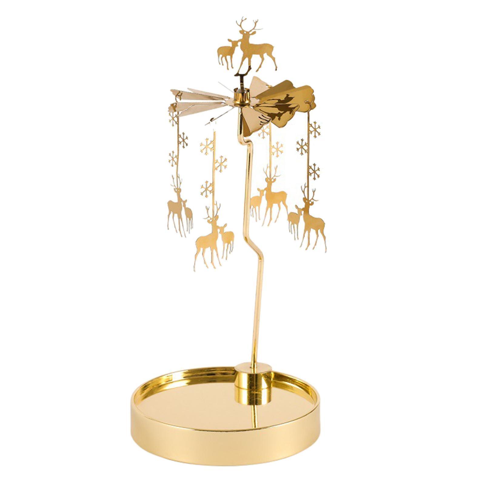 2 Pieces Rotating Candle Holder Tray Plate Candlestick Christmas Home Decor