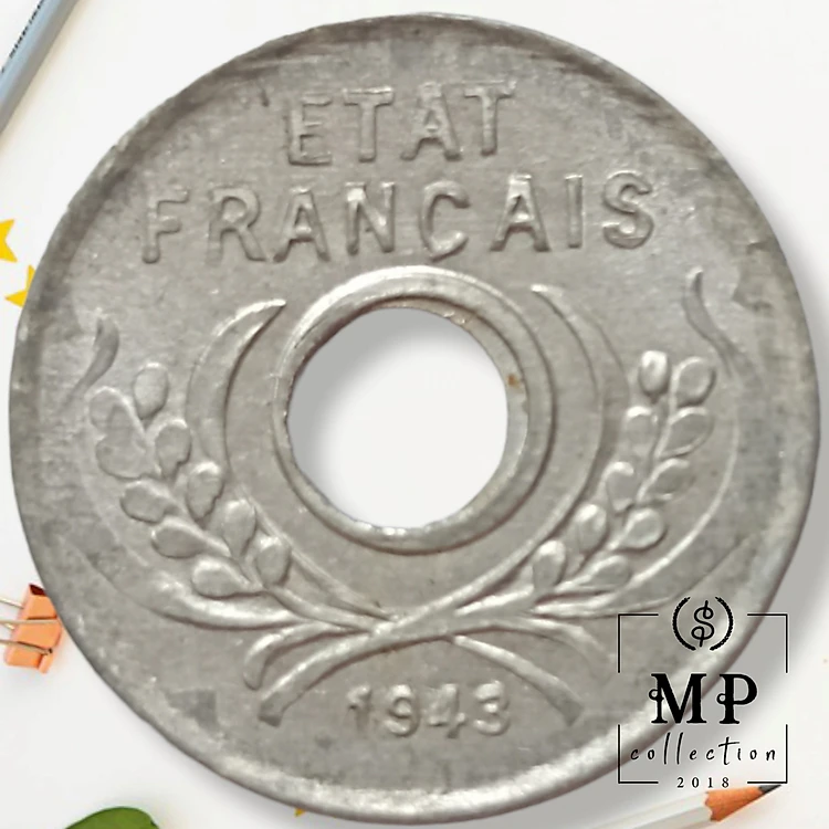 Đồng xu French Indochina 5 Centimes 1943