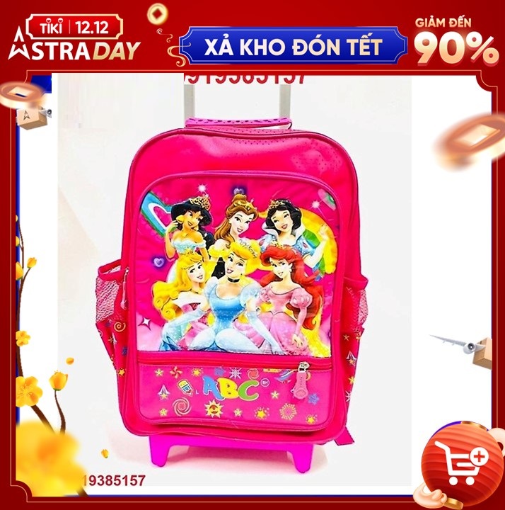 Ba lô cần kéo đi học cho bé gái hình công chúa cho học sinh cấp 1 ABC